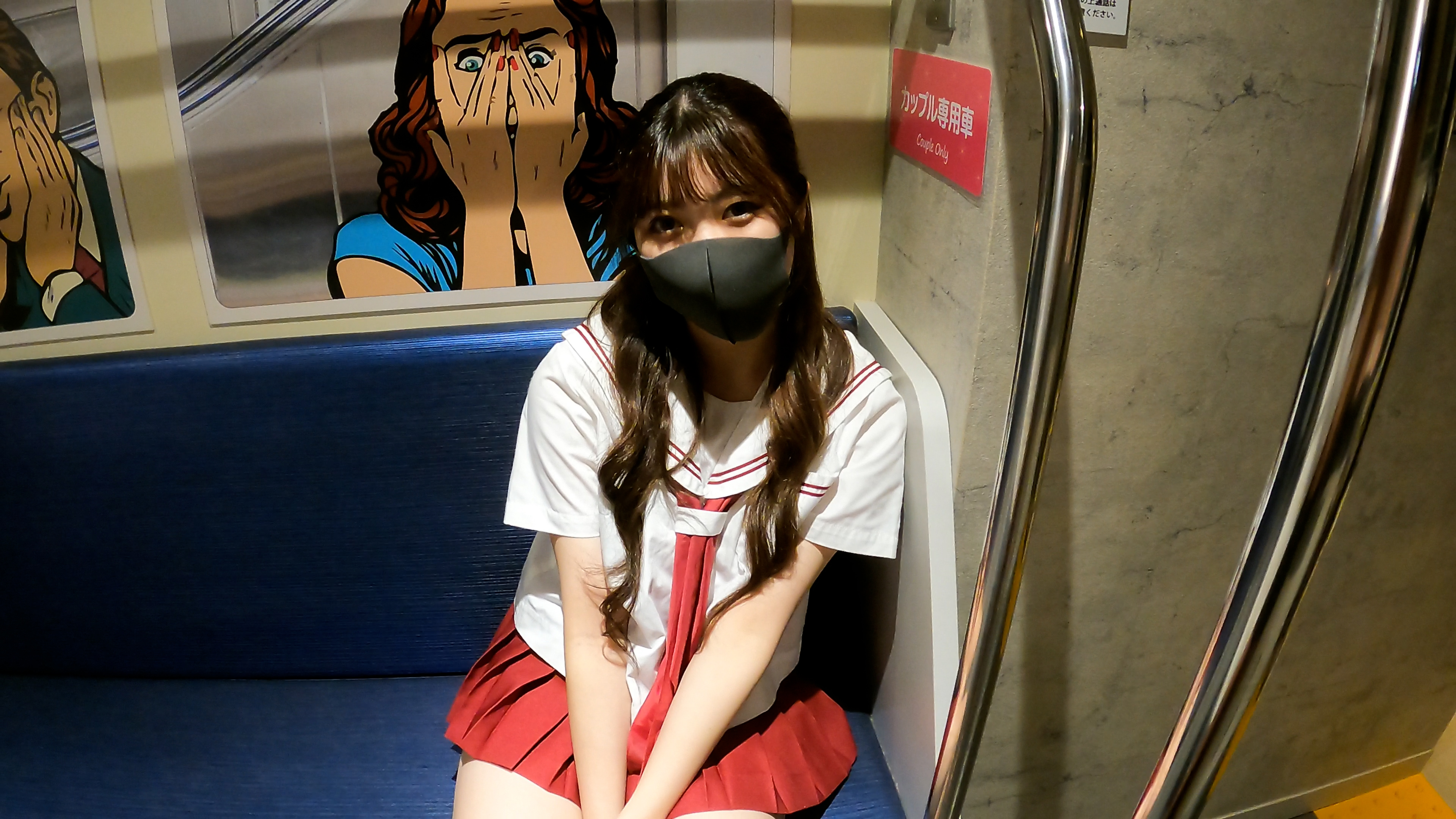 Women until recently 18-year-old Miyu-chan and her first experience train blowjob slimy lotion raw squirrel play in a naughty swimsuit